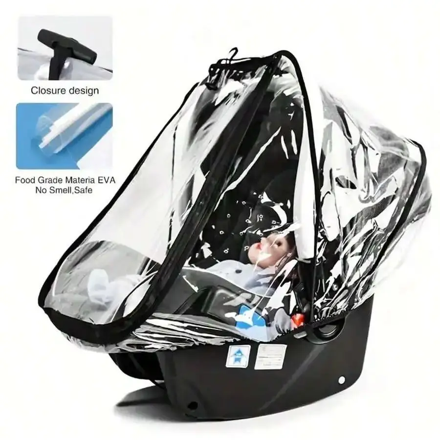 Housse de pluie pour siège de sécurité bébé EVA transparente antipoussière pour voiture poussette landau 03 an