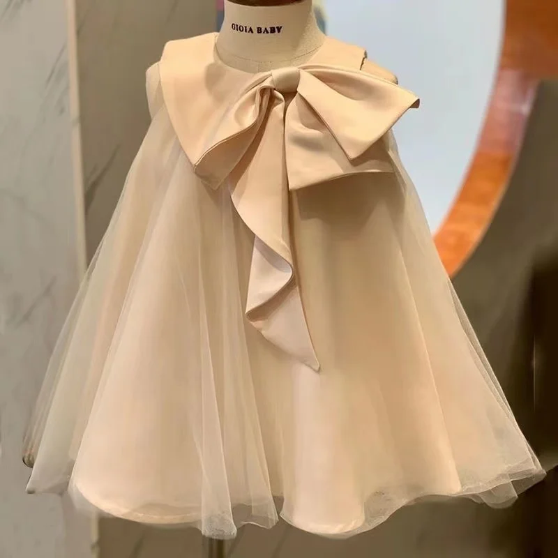 Robe à gros nœud pour fille cérémonie fête tissu doux style Aline 46 ans été Gioia Baby vêtement élégant occas