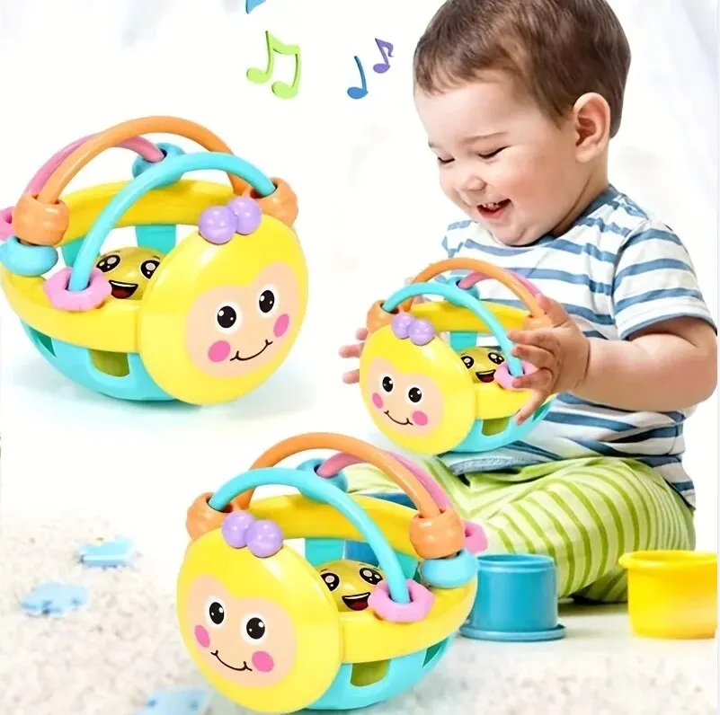 Balle de capture bébé jouet d'éveil interactive design souriant couleurs vives plastique durable développement
