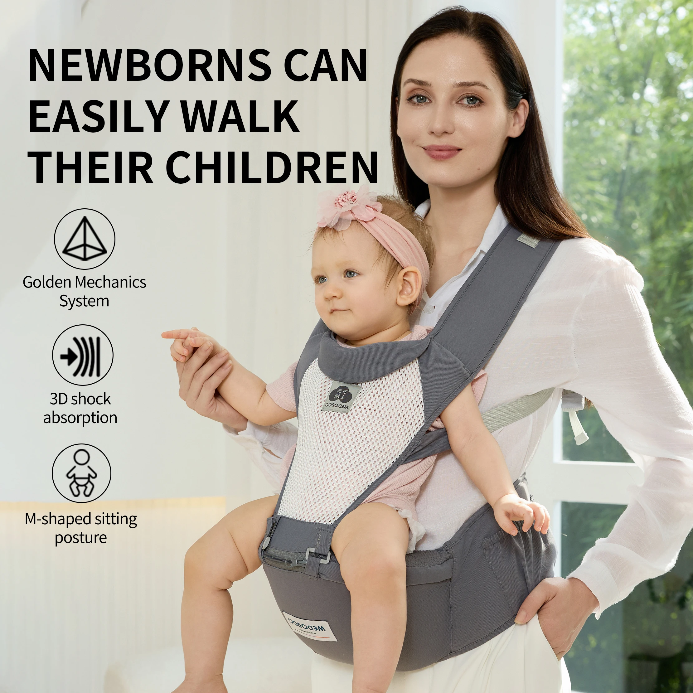 Portebébé ergonomique en position M siège de hanche pour toutes les saisons taille réglable parfait pour le sh