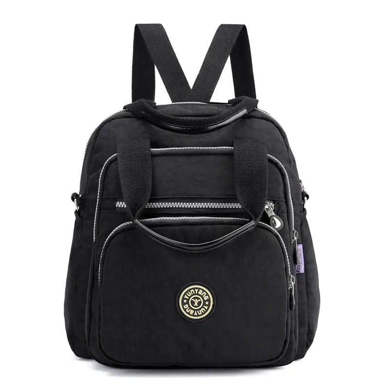 Sac à dos JUNYANSU en nylon noir pour bébé voyage école travail design moderne portable compartiments multiple
