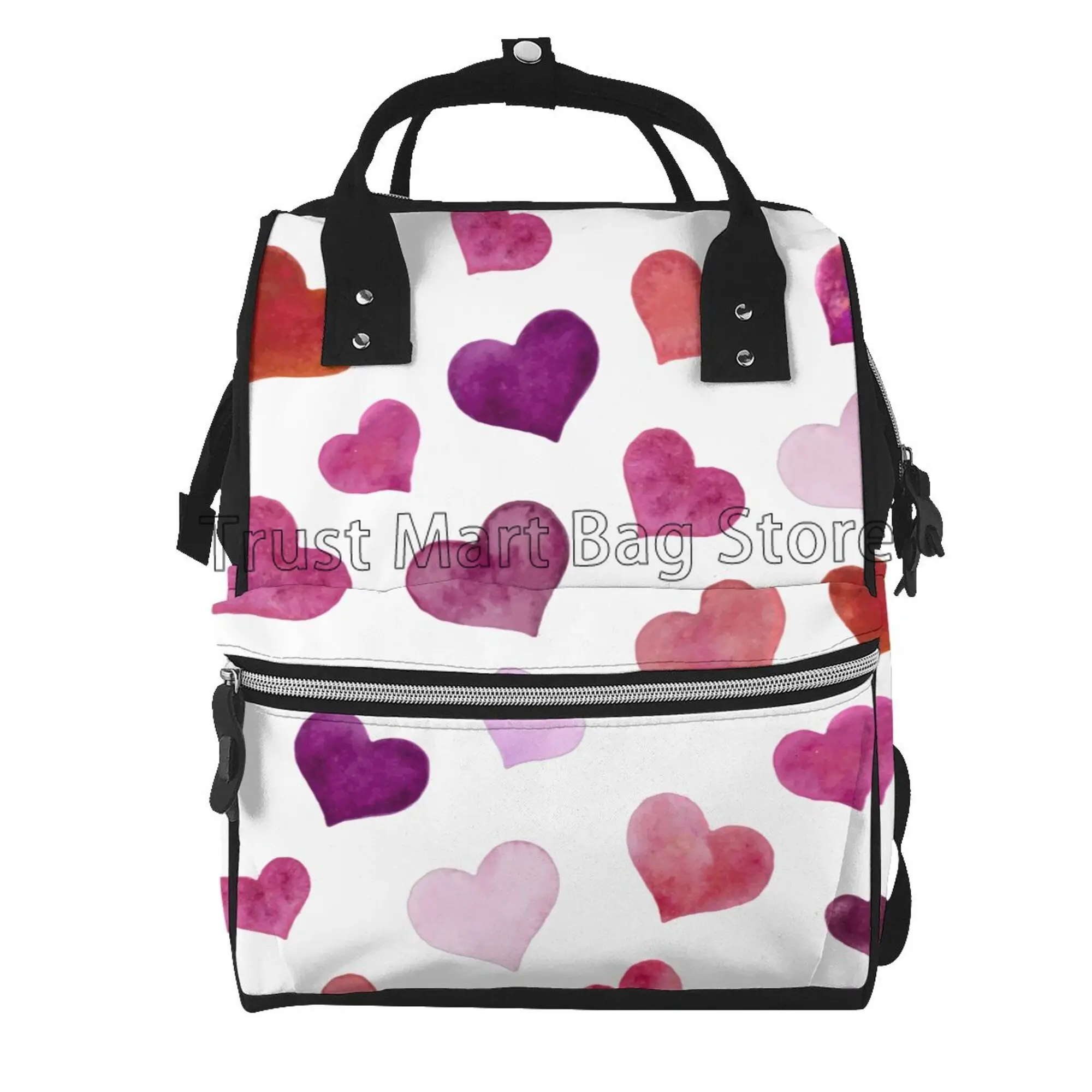 Sac à langer sac à dos Trust Mart Bag Store coeur artistique grande capacité polyester rose rouge violet maman