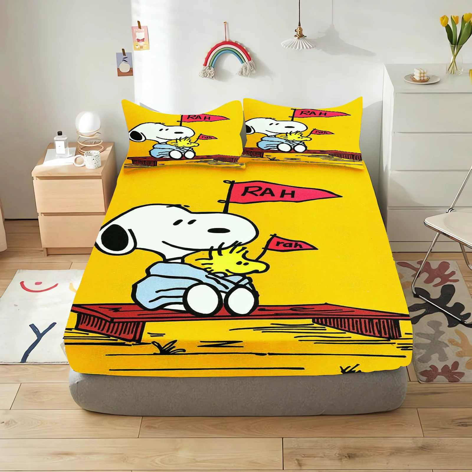 Parure de lit Snoopy draphousse et taies d'oreiller design cartoon