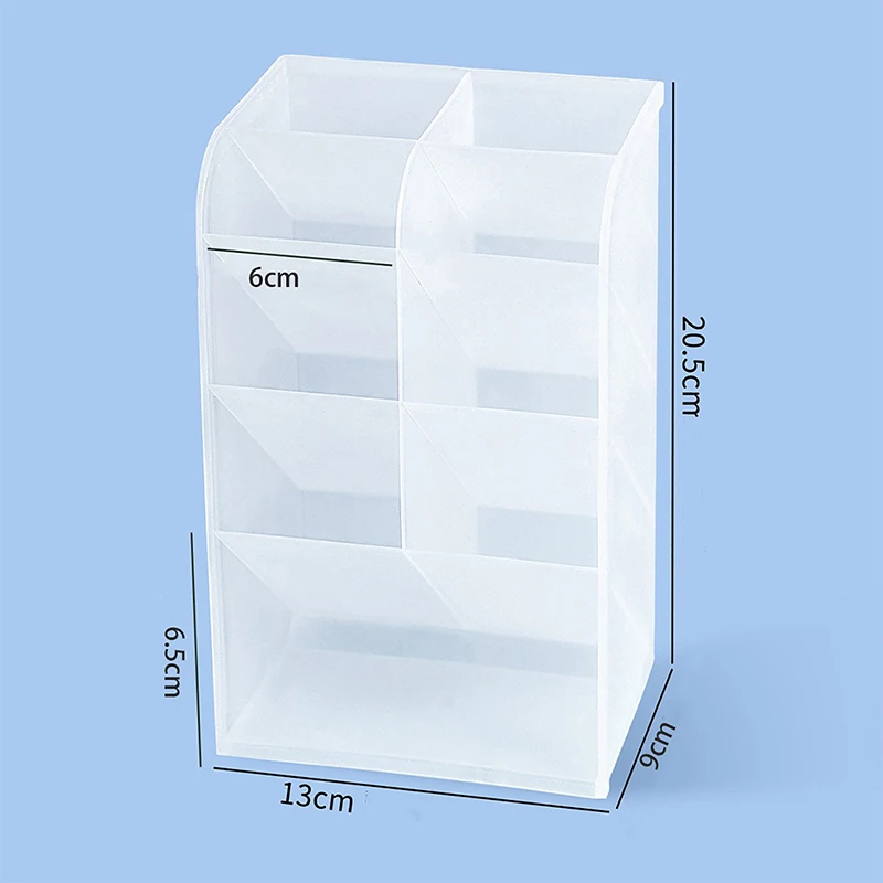 Organisateur de bureau transparent en plastique compartiments inclinés rangement compact usage multifonctionne