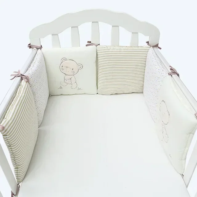 Tour de lit bébé 6 pièces en mélange coton Coussinets de protection anticollision pour lit de bébé Accessoires