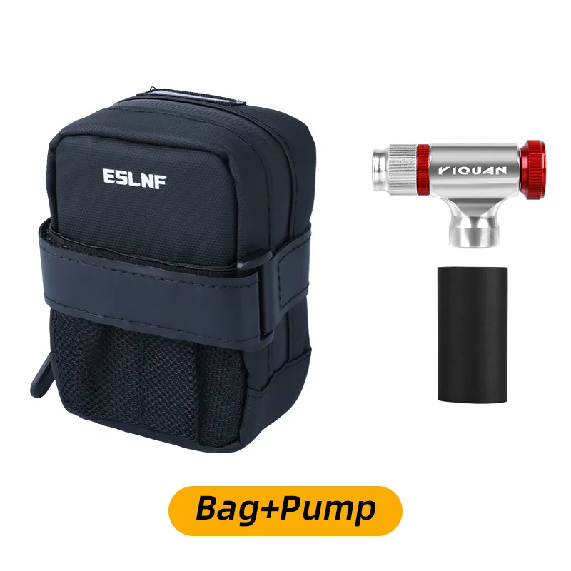 Sac de selle vélo étanche compact avec pompe à air ESLNF noir et rouge sac arrière portable cyclisme outdoor a