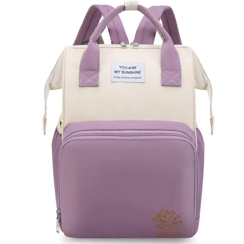 Sac à dos bébé multifonctionnel étanche grande capacité style violet et beige portage pratique usage quotidien