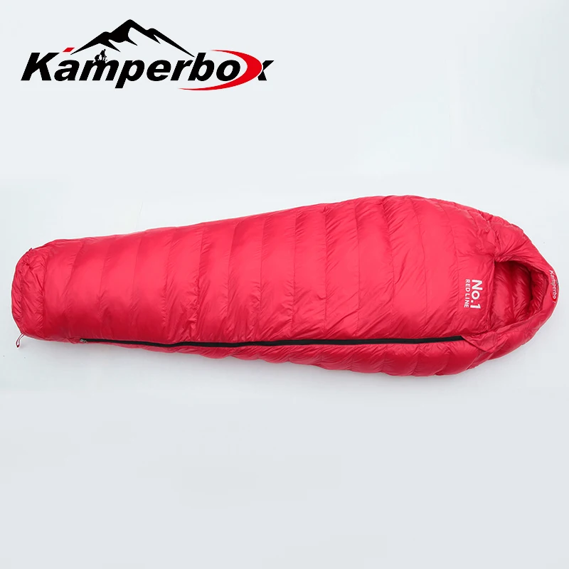 Kamperbox Sac de couchage d'hiver ultraléger sac camping randonnée design moderne imperméable rouge vif facile