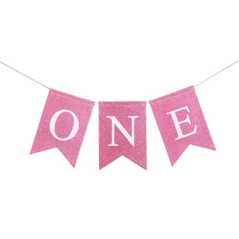 Bannière de chaise anniversaire bébé 1ère année guirlande en papier scintillant pour filles et garçons accesso