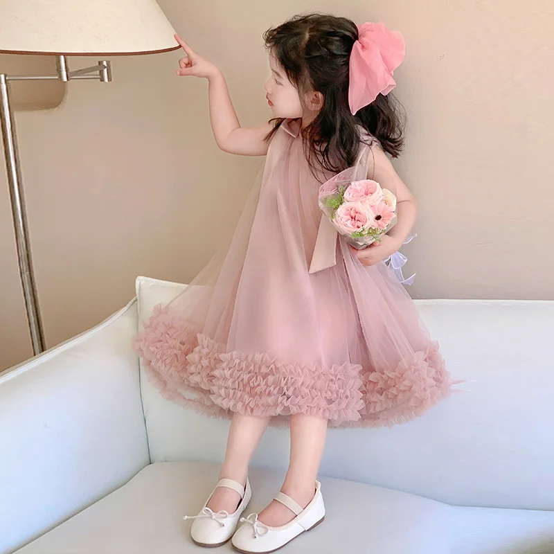 Robe de princesse sans manches pour filles édition coréenne couleur unie style élégant 13 ans coton doux tenda
