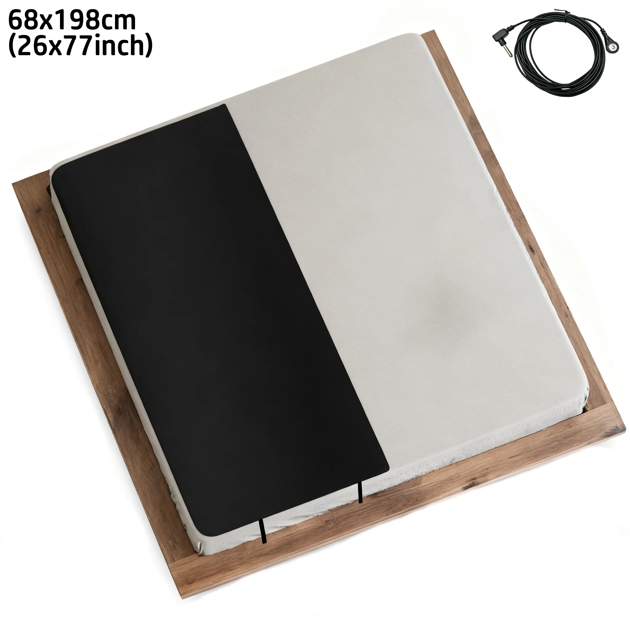 Mat bébé mise à la terre 68x198cm cable noir confort douleurs stress relaxant minimaliste