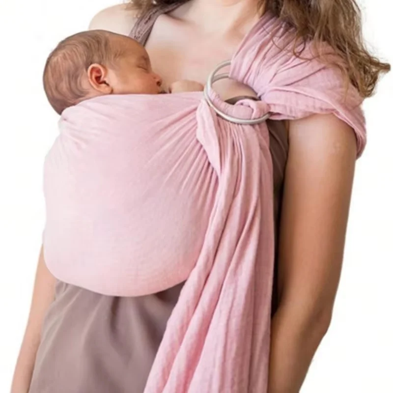 Portebébé écharpe ergonomique portage bébé confortable maille respirante rose pâle usage quotidien voyages lib