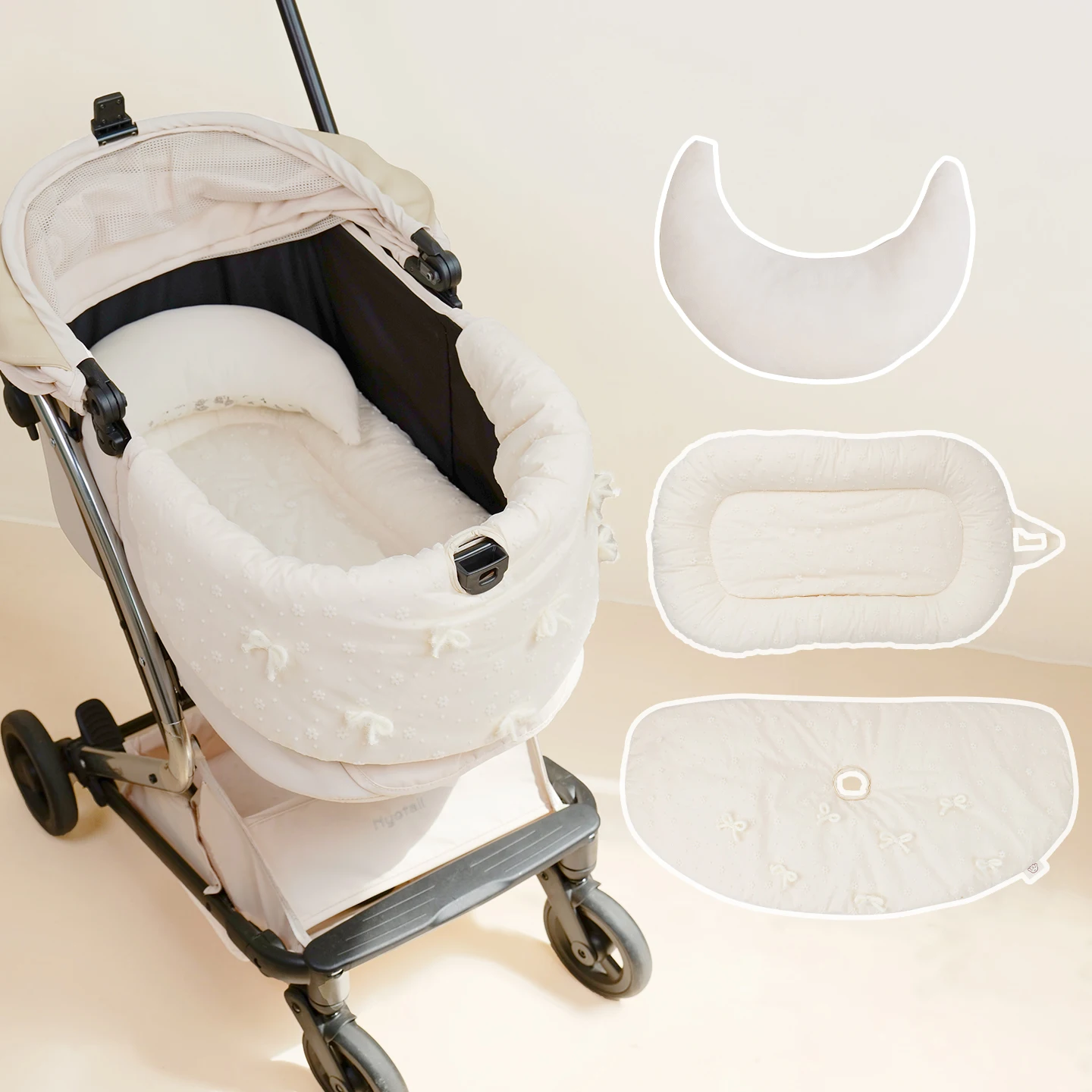 Coussin de poussette pour animaux de compagnie housse en maille respirante conception magnétique 3 pièces pour