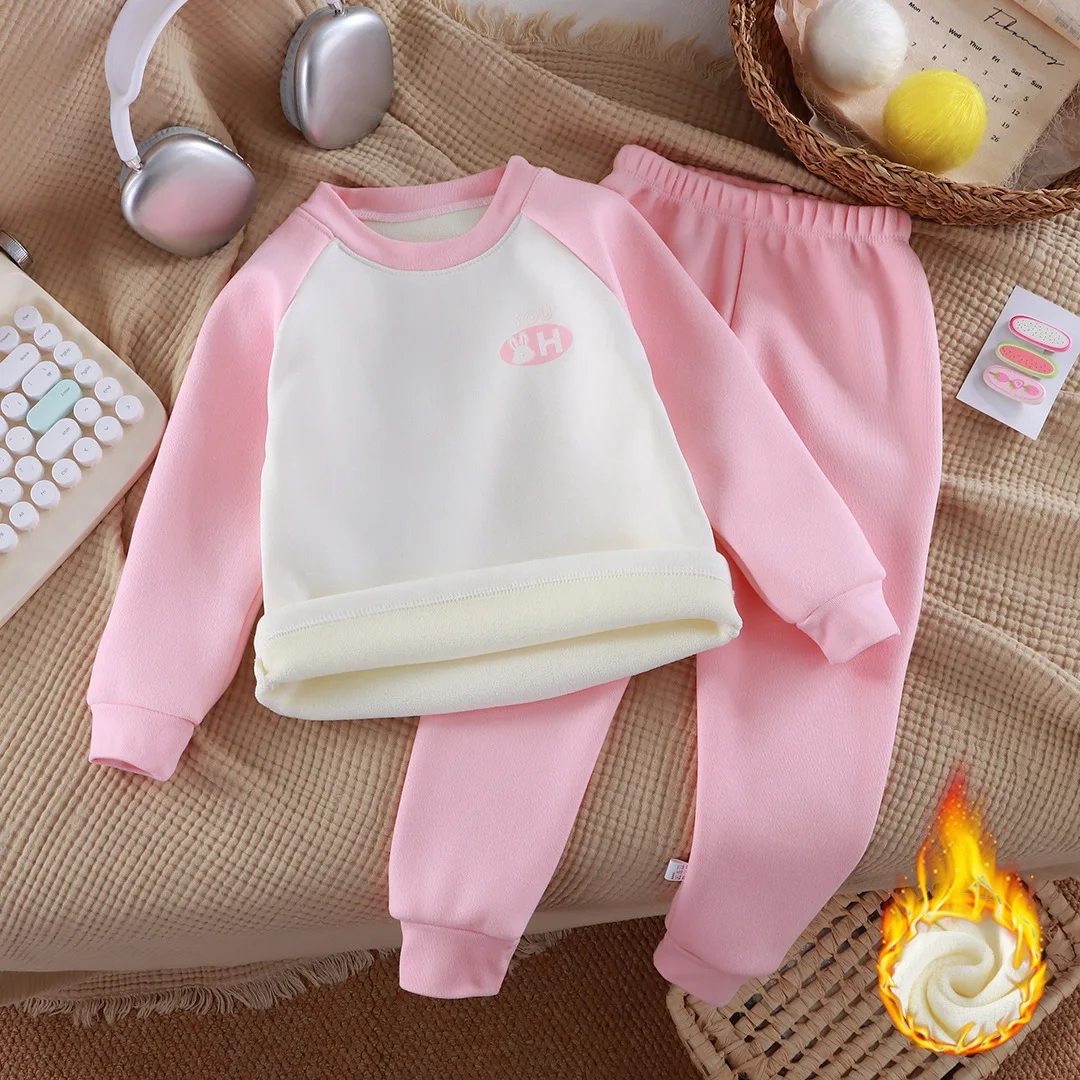 Ensemble chaud pour bébé fille 04 ans velours épais matériau doux style