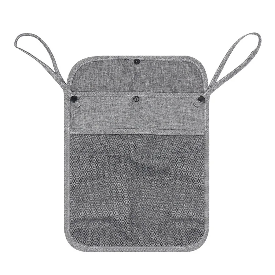 Organisateur de rangement suspendu pour poussette sac en tissu gris grande capacité boutons fixés poignées lat