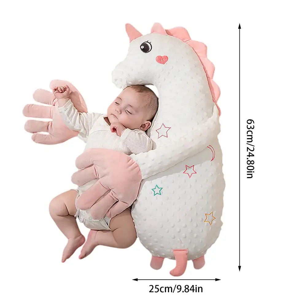 Coussin bébé licorne compagnon de sommeil doudou peluche oreiller confort étoiles motif style mignon matériau