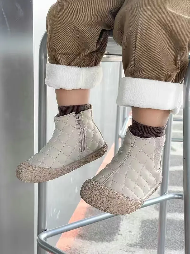 Bottines bébé en cuir synthétique imperméables chaussures molletonnées