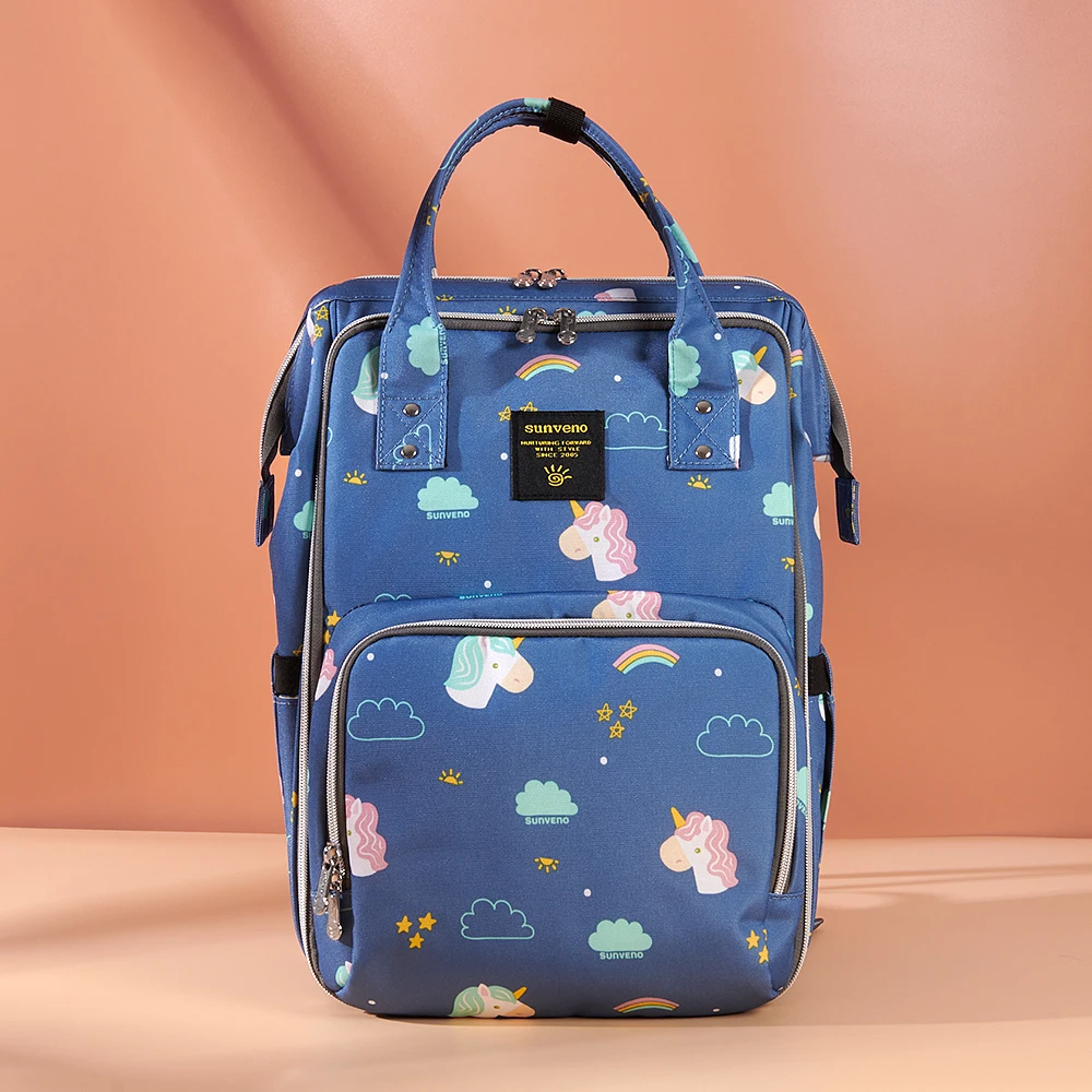 Sac à dos bébé multifonctionnel grand容量 étanche sac à couches de voyage en plein air pour maman bleu
