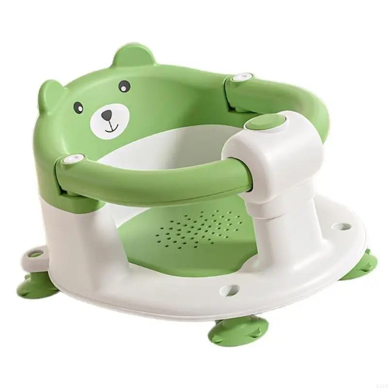 Siège éveil bain bébé 06 mois design ours vert 360° sécurité main libre amorti doux durabilité polyester