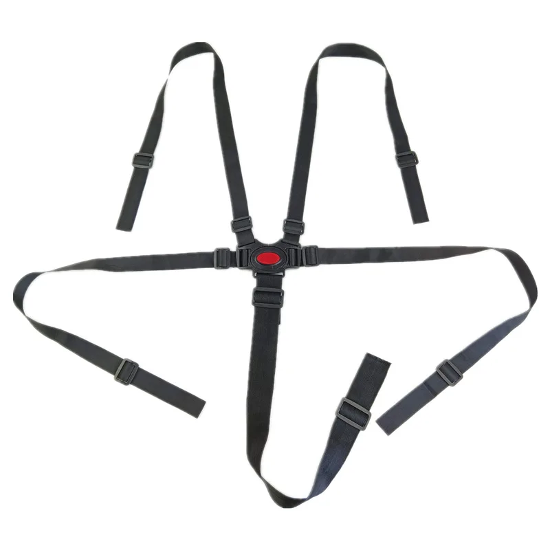 Ceinture de sécurité pour poussette bébé harnais 5 points ajustable accessoire de retenue en nylon noir et rou