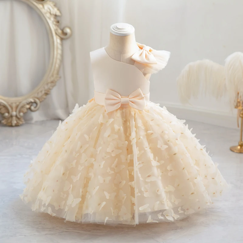 Robe princesse papillons 3D filles robe soirée Noël anniversaire robe longueur genou fille 46 ans