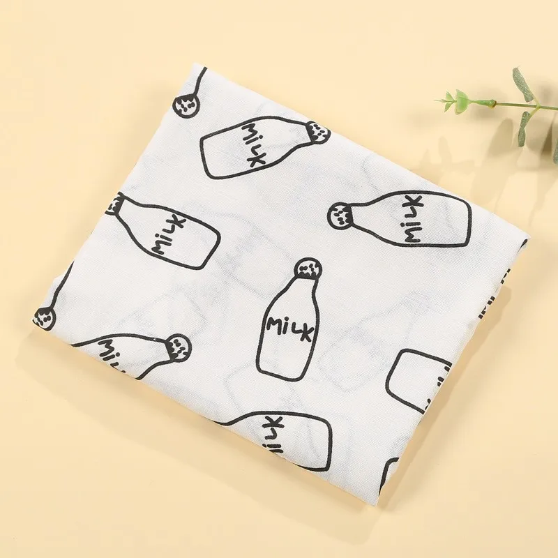 Serviette de bain bébé coton 120x110 cm motifs bouteilles de lait doux et confortable pour nouveauné poussette