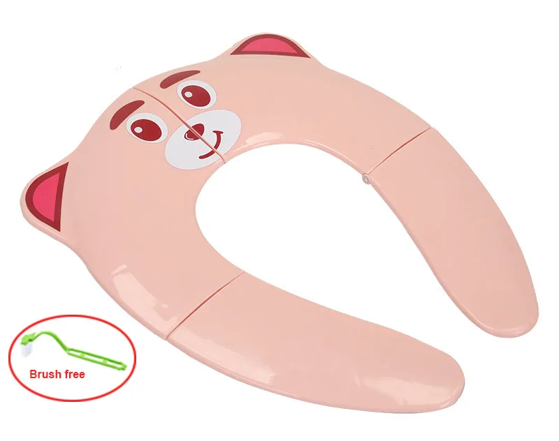 Siège toilette bébé pliable voyage apprentissage toilettes coussin urinoir pink bear enfant design ludique fac