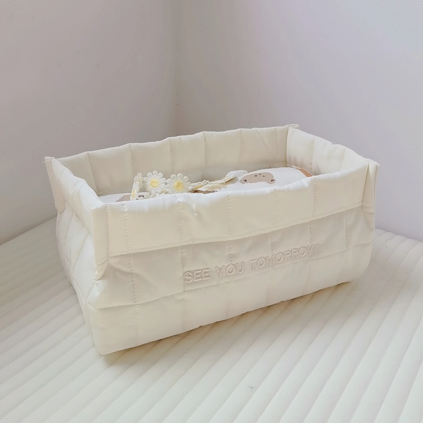 Panier de rangement bébé organizateur textile boîte de stockage literie