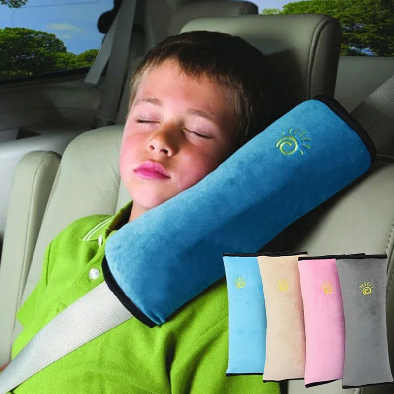 Oreiller de ceinture de sécurité pour bébé en peluche coussin voiture bébé protection épaule housse en coton d
