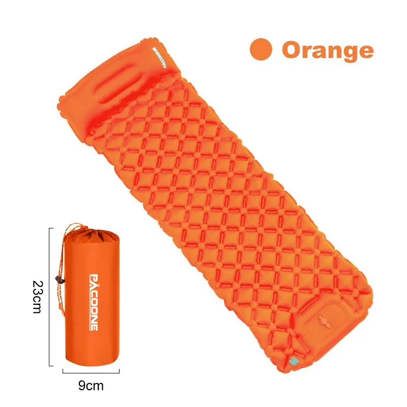 Matelas gonflable camping PACOONE T04 Portable ultra léger randonnée extérieur confort gonfleur intégré orange