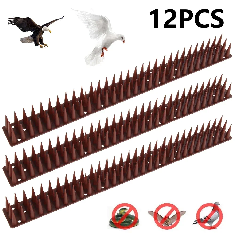 Pointes murales de dissuasion d'oiseaux et animaux 12 pièces en plastique et acier inoxydable Protection jardi