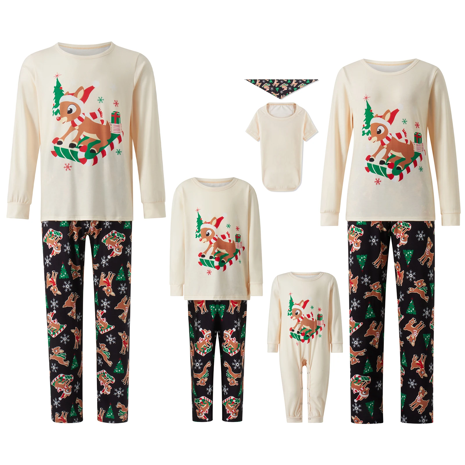 Ensemble pyjama Noël enfant motifs animaux et sapins vêtements nuit confortables cadeau original famille