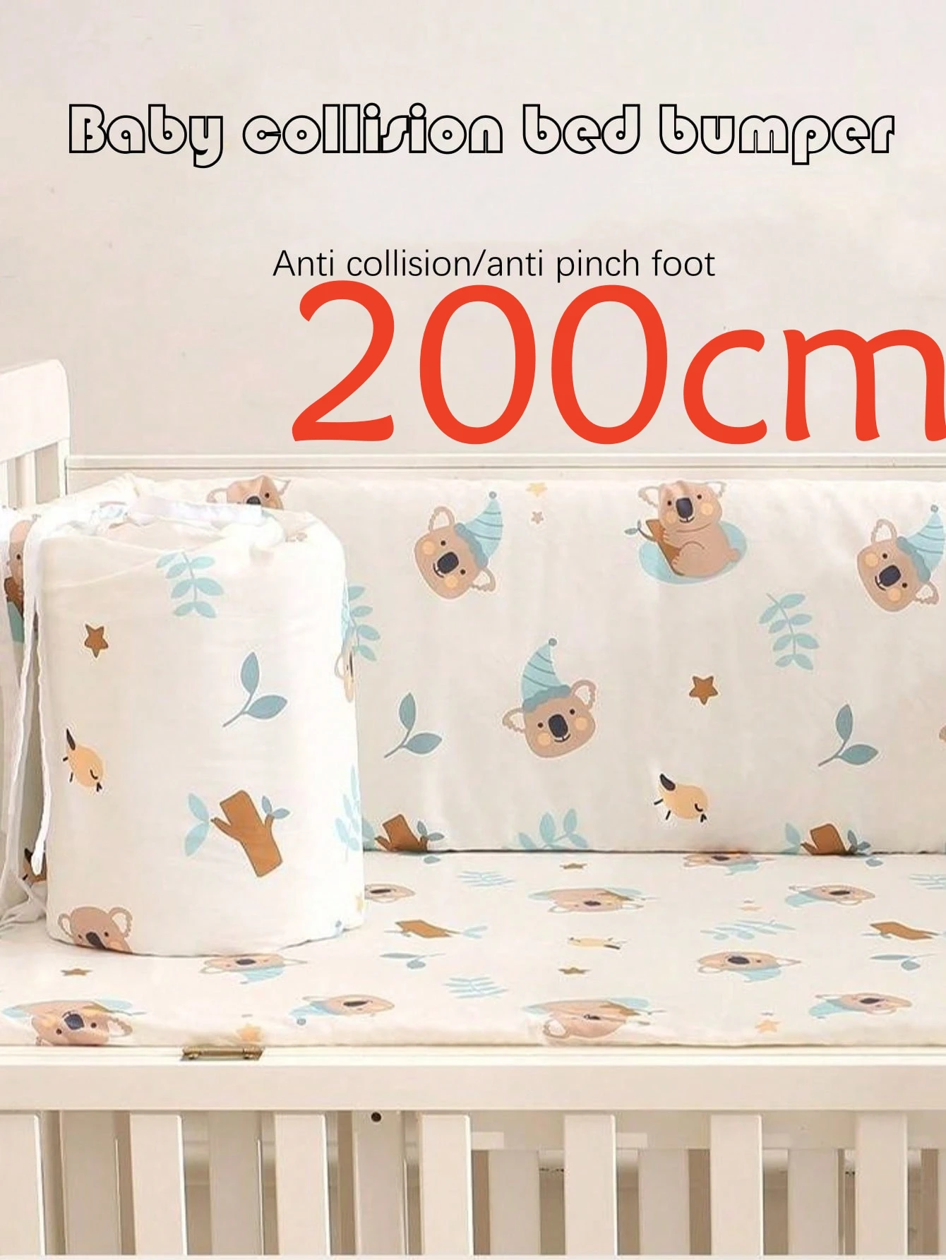 Parechocs lit bébé en coton respirant coussinets de protection motifs koalas étoiles style moderne sécurité en