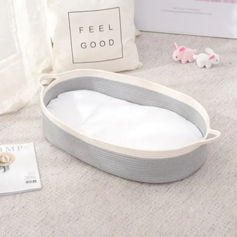 Panier bébé en coton tissé main portable pliable couffin lit couchage nouveauné matelas sorties