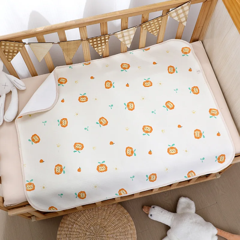 Tapis d'urine pour bébé 70x90cm respirant imperméable lavable mignon fil de coton imprimé coucheculotte pour n