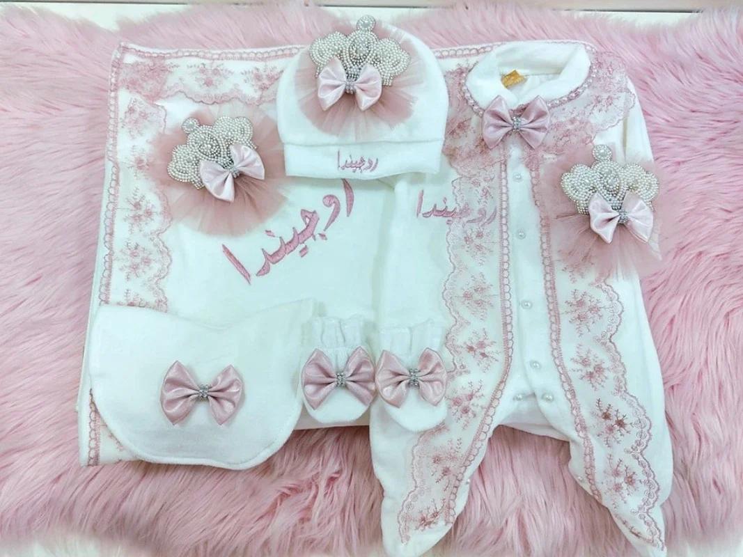 Ensemble vêtements bébé élégant 3 pièces coton doux bijoux accessoires robe cérémonie couverture bienvenue cad