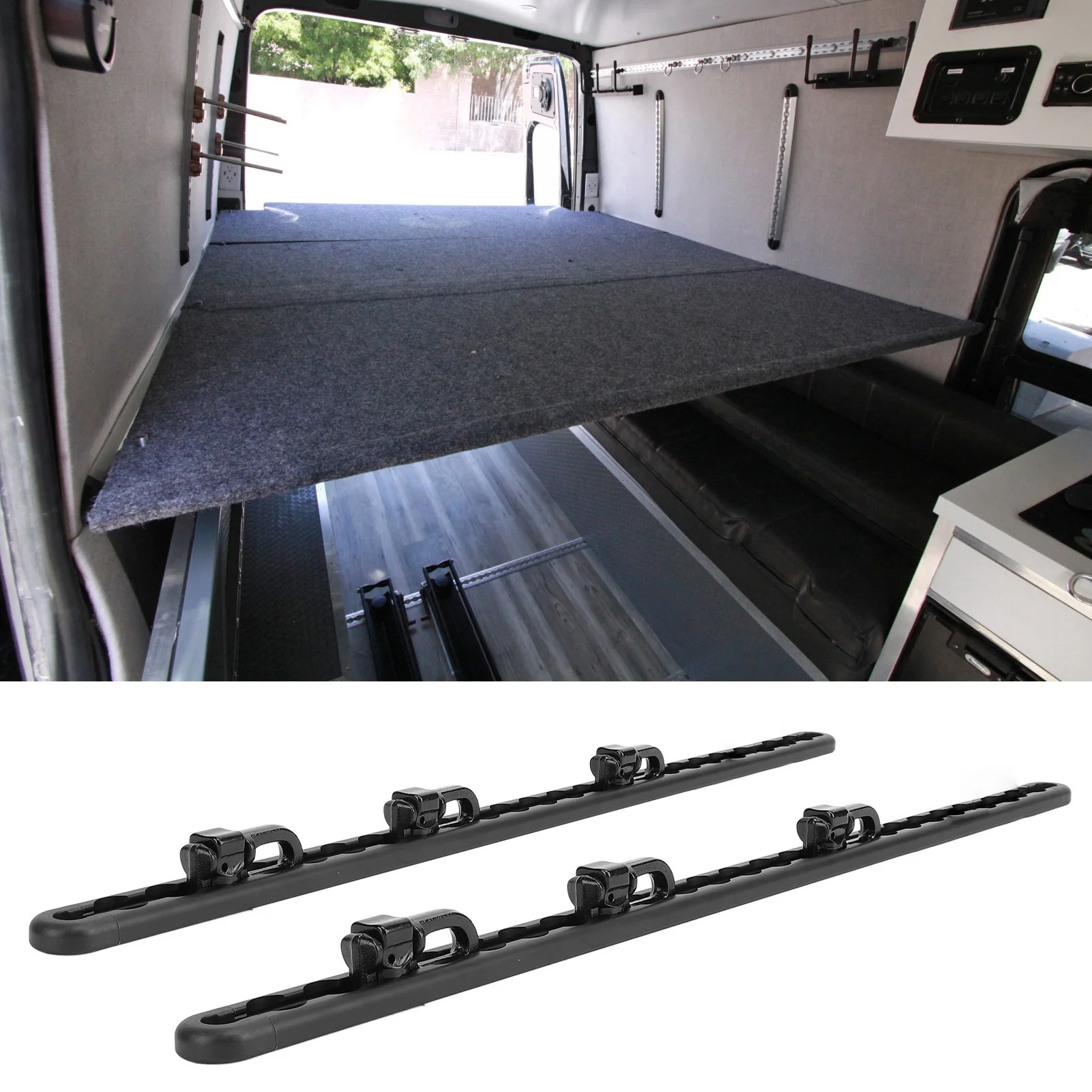 Rail en aluminium anodisé noir pour trailer bébé système de fixation L 60 cm durable et sécurisé