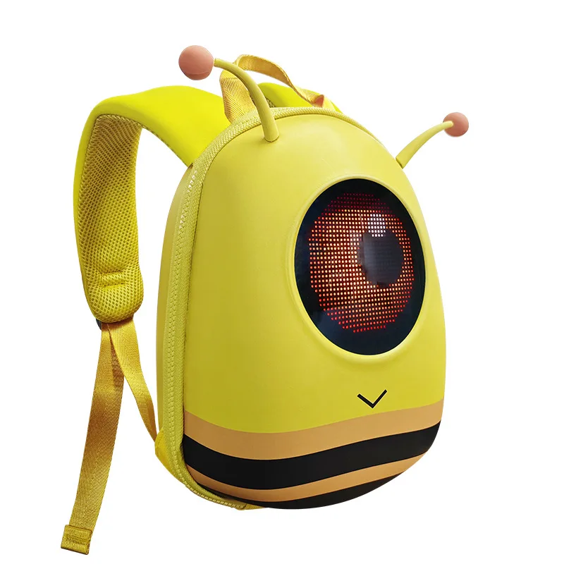 Sac à dos LED enfant design abeille jaune vif LED yeux animés sac d'animation intelligent