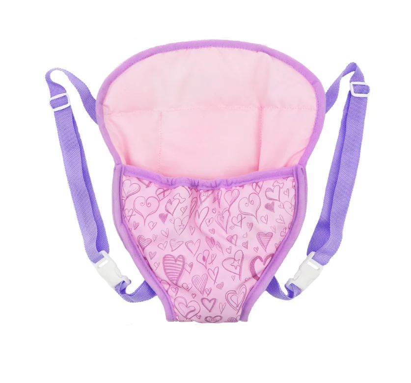Portebébé à l'avant pour enfant poussette accessoire tissu doux motifs cœurs rose intérieur violet extérieur s