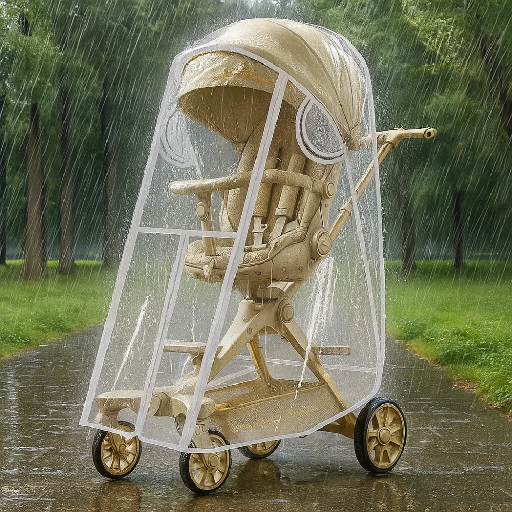 Housse transparente imperméable pour poussette bébé coupevent protègepluie EVA vue dégagée portable bébé confo