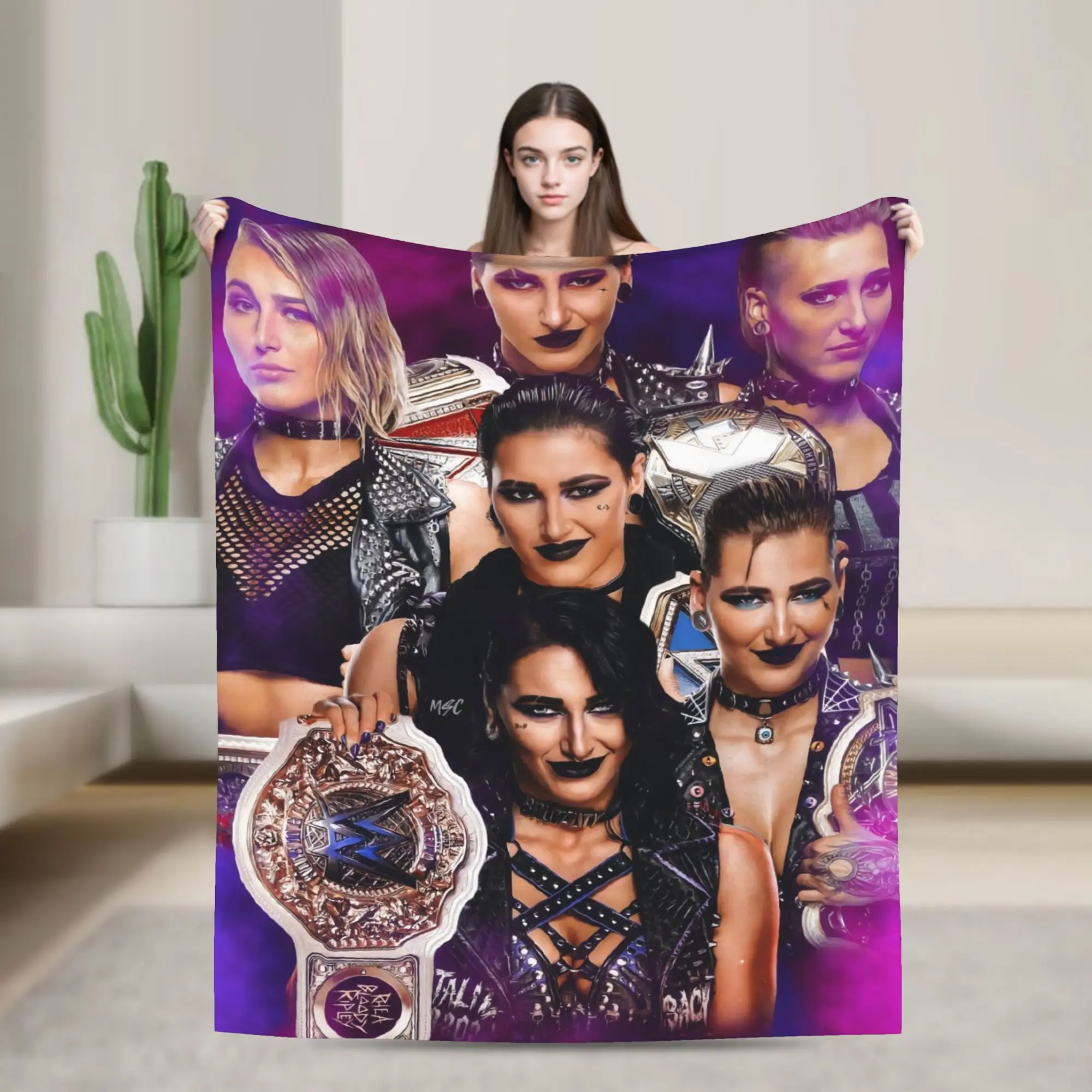 Couverture en peluche Rhea Ripley lutteurs enfant super doux personnalisé literie chambre bébé idée cadeau qua