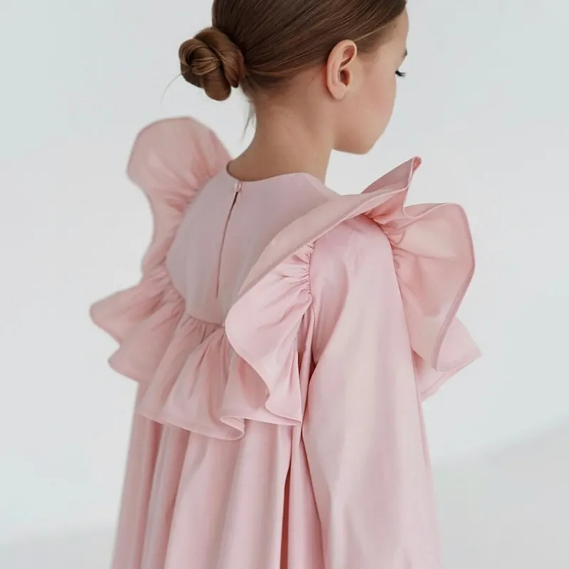 Robe princesse en coton à volants pour bébé fille manches longues printempsété vêtement de qualité supérieure