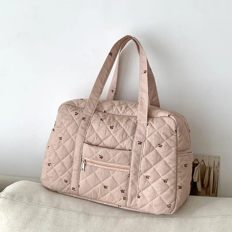 Sac de maternité rose matelassé pour bébé sac à couches fourretout grande capacité idéal pour le voyage et le