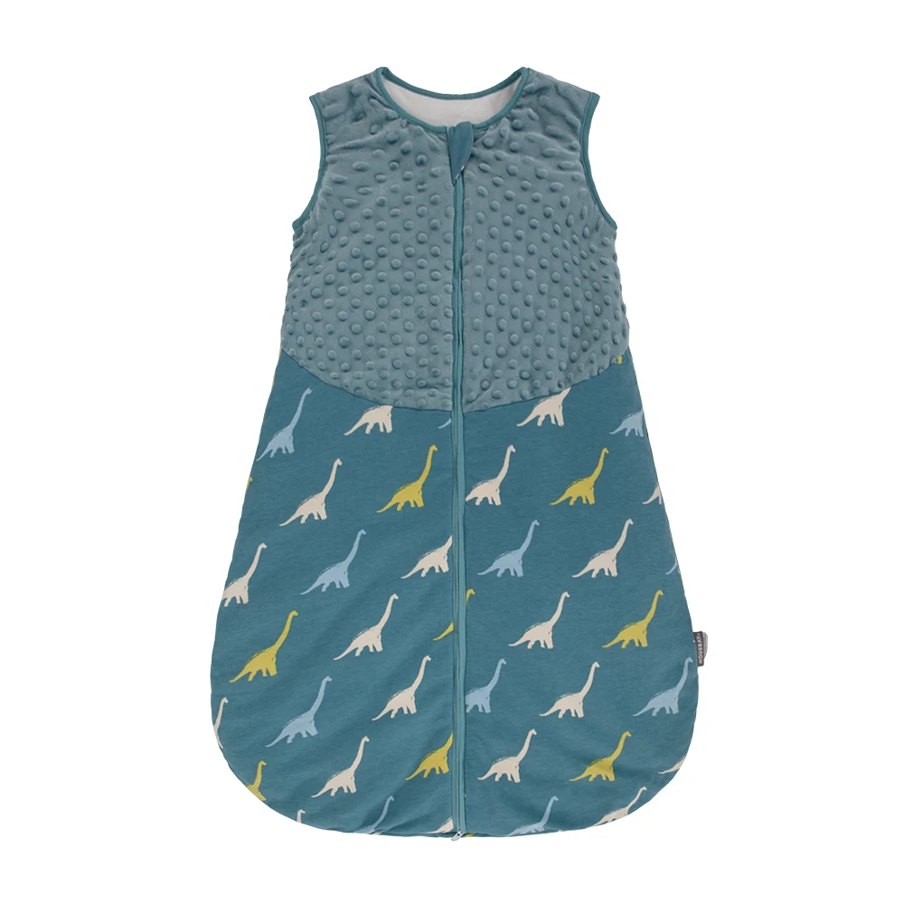 Sac de couchage bébé 324 mois zippered doux tissu minky motif dinosaure vertbleu printempsautomne hypoallergén