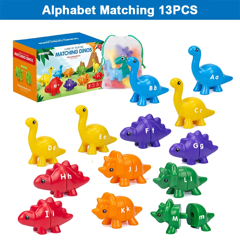 Jeu de correspondance dinosaures alphabet nombres Montessori jouet