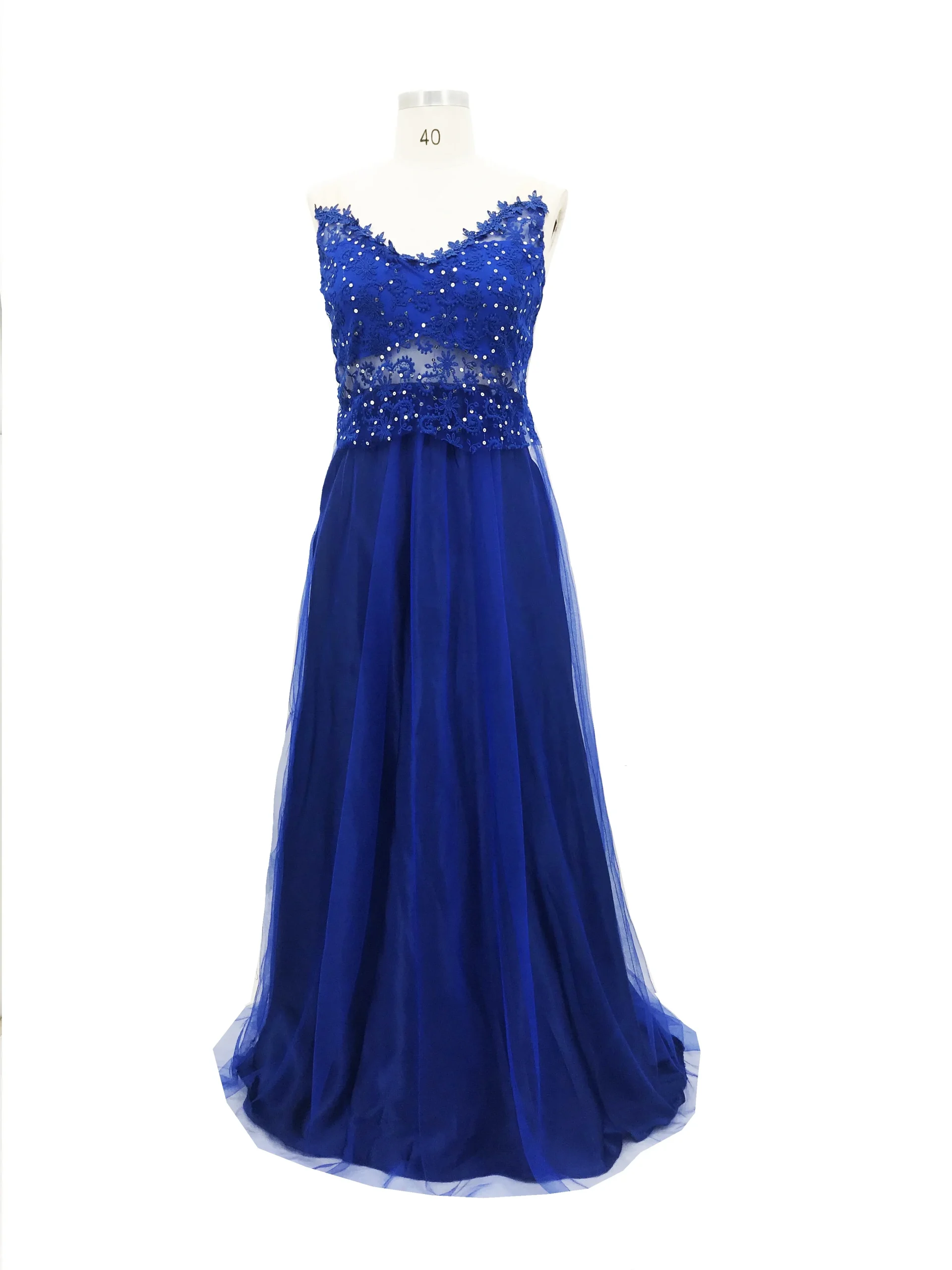 Robe de soirée longue formelle dentelle florale sequins tulle robe