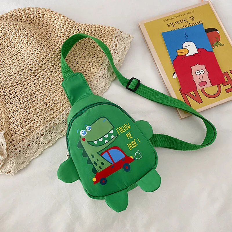 Sac à dos enfant dessin animé dinosaure souriant sac bandoulière vert