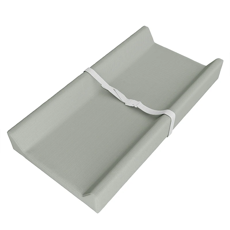 Matelas à langer pour nouveauné doux et essuyable avec bords surélevés et bande de fixation couleur vert paste