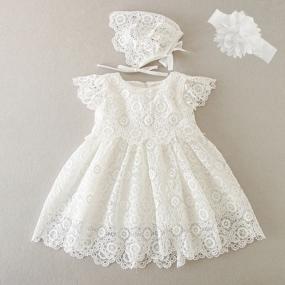 Robe de baptême dentelle princesse fille floral blanc 324 mois accessoires assortis événements spéciaux