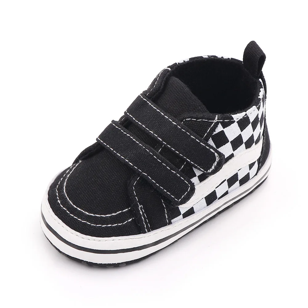 Chaussures décontractées bébé garçon baskets mode semelle coton velcro design damier printemps automne confort
